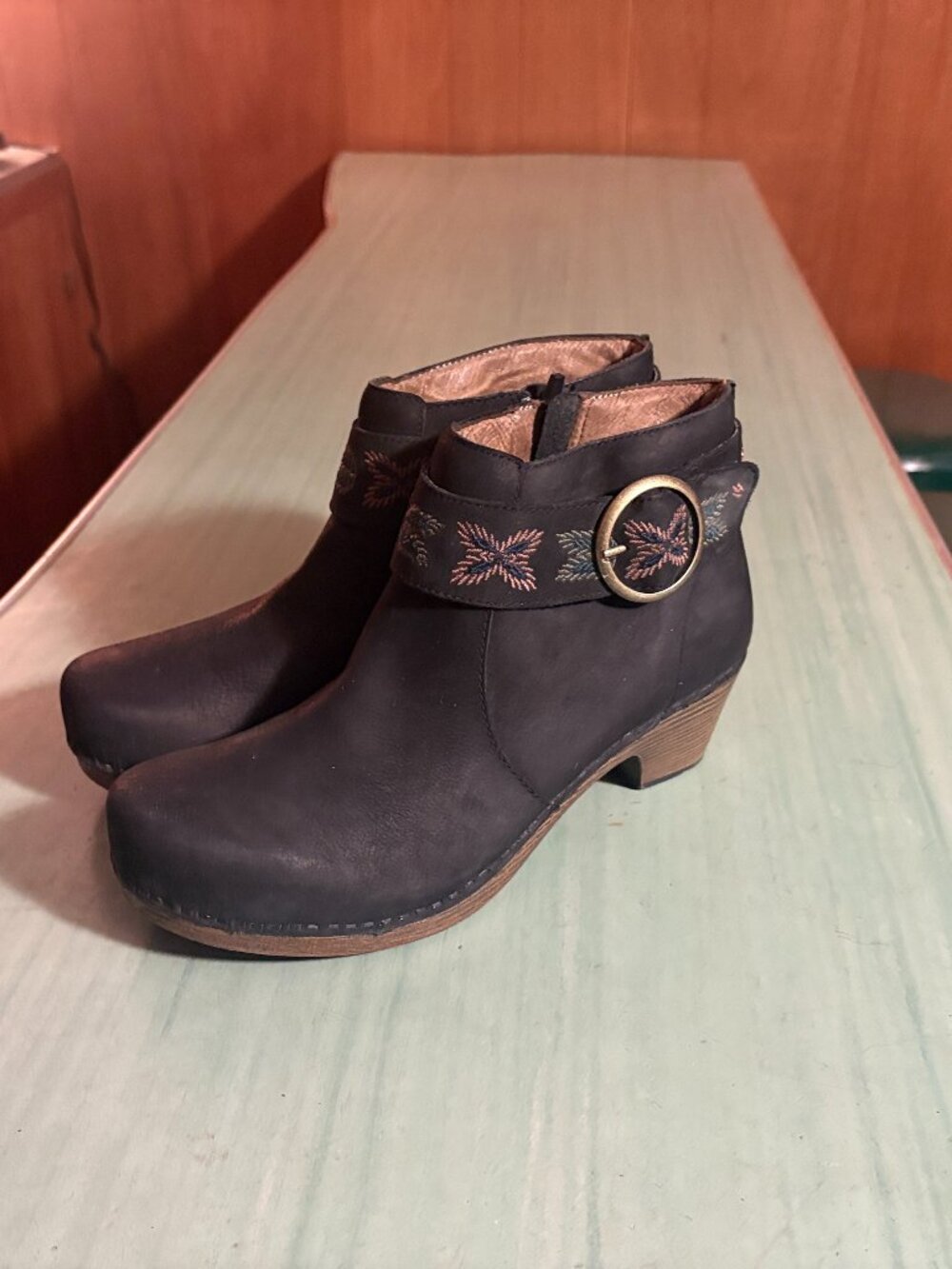 Womens Dansko Mina Nubuck Black Bootie Clog Boots EU 40 US 9 / 9.5